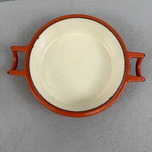 Vintage Dansk Orecast Round Skillet Lid Baker 6" Inner Rim 1QT Orange Quistgaard